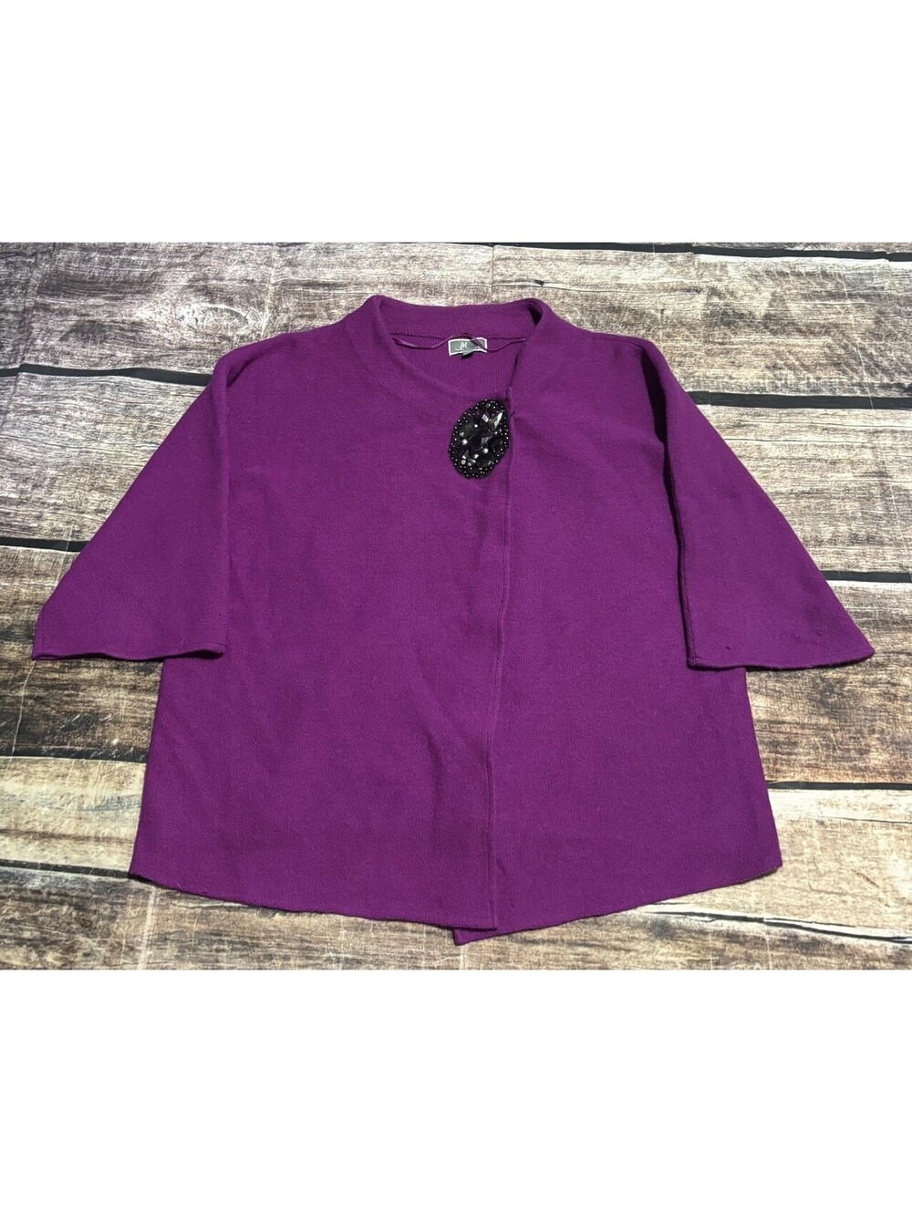 JM Collection Sweater Womens Size Large Wool Purple Jewel Embellished Cardigan